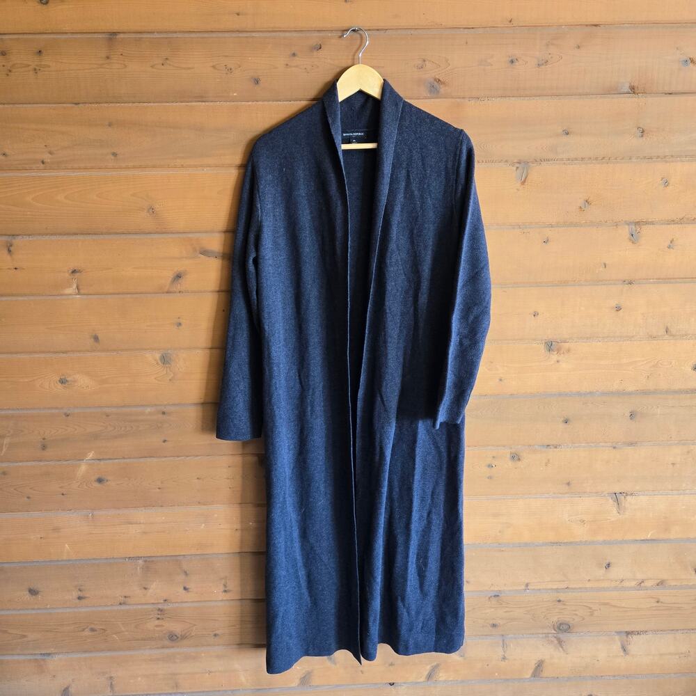 Banana Republic Structured Sweater Coat Cardigan Duster Dark Gray M Fall Cozy - Picture 2 of 8